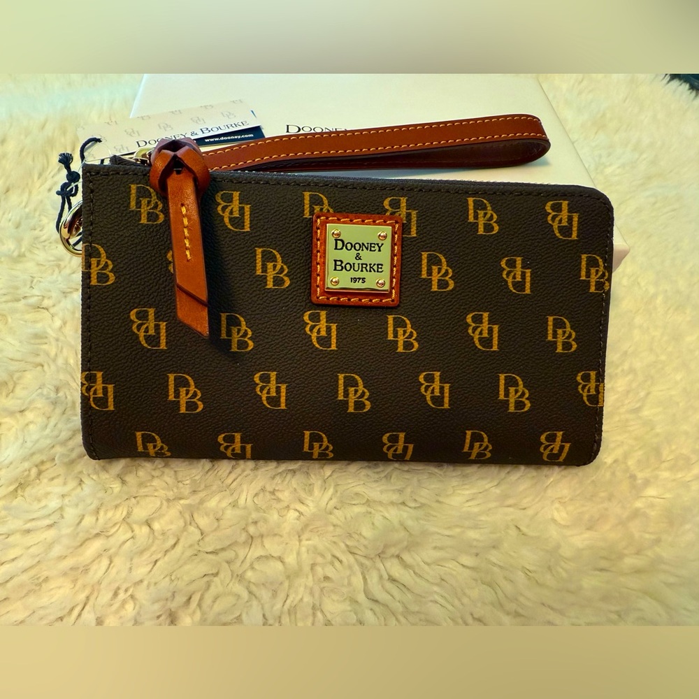 Dooney & Bourke Brown and Gold Logo Wallet